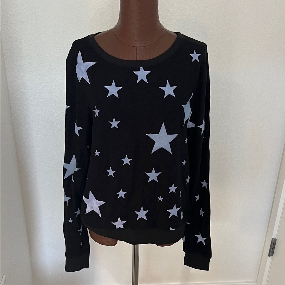 Wildfox Black Sweatshirt with White Star Pattern